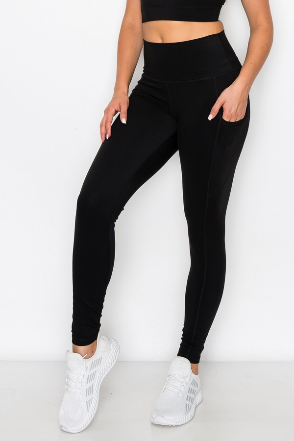 Leggings Park Buttery-Soft High Waist Black Joggers with Double