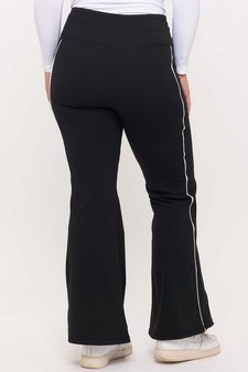 Women's Active Fleece Lined Flare Leggings with Contrast Piping style 2