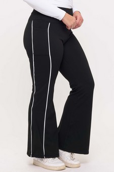 Women's Active Fleece Lined Flare Leggings with Contrast Piping style 3