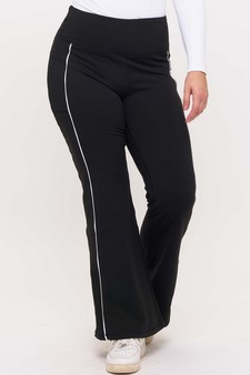 Women's Active Fleece Lined Flare Leggings with Contrast Piping style 4