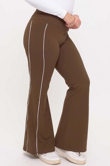 Women's Active Fleece Lined Flare Leggings with Contrast Piping style 3