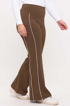 Women's Active Fleece Lined Flare Leggings with Contrast Piping style 4