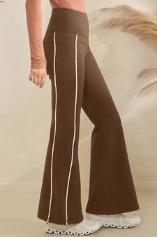 Women's Active Fleece Lined Flare Leggings with Contrast Piping style 3