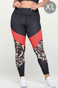 Women's Colorblock Cheetah Print Activewear Leggings (XL only)