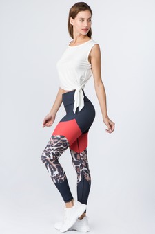 Women's Colorblock Cheetah Print Activewear Leggings style 2