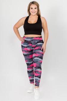 Women's Pink Camouflage Activewear Leggings style 5