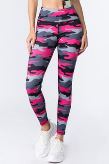 Women's Pink Camouflage Activewear Leggings style 2