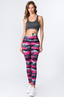 Women's Pink Camouflage Activewear Leggings style 5