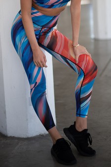 Women's High Rise Watercolor Activewear Leggings style 2