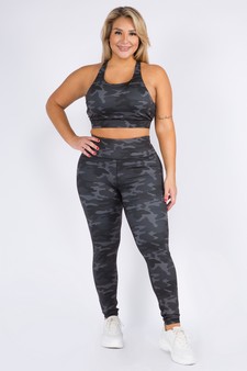 Women's Dark Camo High Rise Activewear Leggings style 4