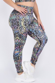 Women's Iridescent Snakeskin Print Activewear Leggings - TOP: ACTPT053 style 2