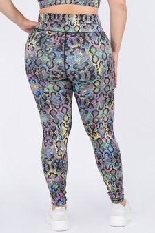 Women's Iridescent Snakeskin Print Activewear Leggings - TOP: ACTPT053 style 3