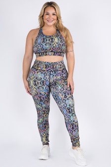 Women's Iridescent Snakeskin Print Activewear Leggings - TOP: ACTPT053 style 4