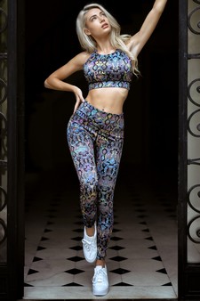 Women's  Iridescent Snakeskin Print Activewear Leggings - TOP: ACTPT053 style 3