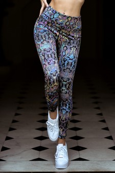 Women's  Iridescent Snakeskin Print Activewear Leggings - TOP: ACTPT053
