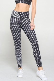 Women's High Rise Geo Striped Activewear Leggings style 2