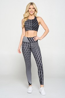 Women's High Rise Geo Striped Activewear Leggings style 5