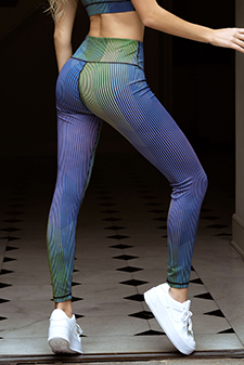 Women's Pinestripe Geo Print Activewear Leggings style 2