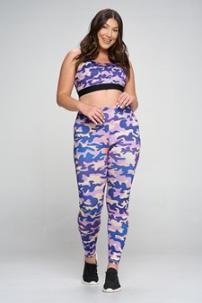 Women's Purple Camouflage Activewear Leggings style 4