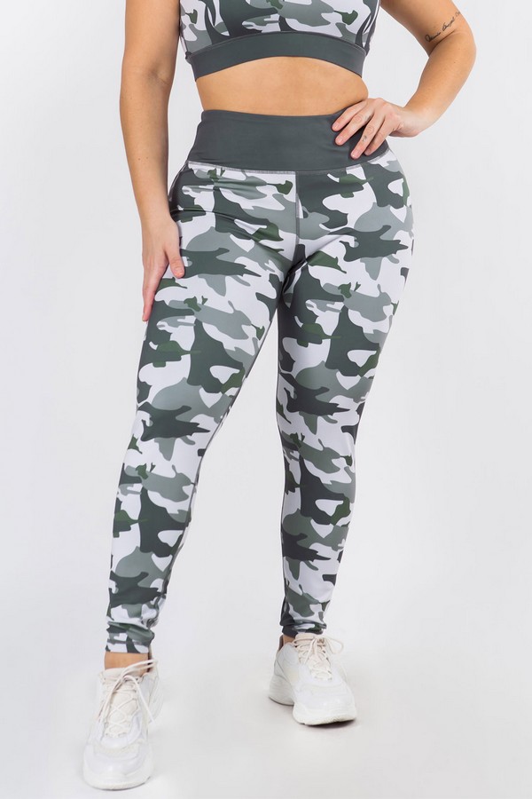 Women's Contrast Waistband Camo Print Activewear Leggings (XL only) -  Wholesale 