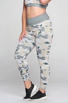 Women’s Light Wash Camo Print Activewear Leggings style 2