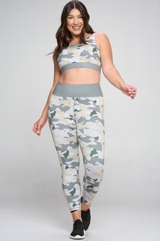 Women’s Light Wash Camo Print Activewear Leggings style 4