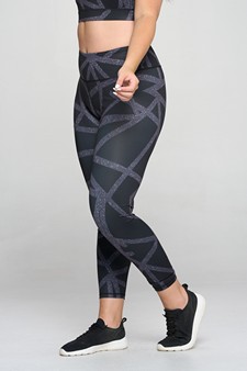 Women's Abstract Grid Printed Activewear Leggings style 2