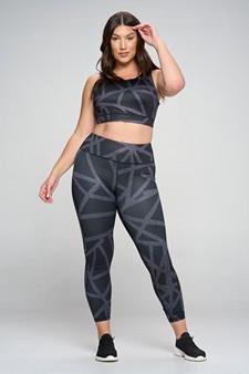 Women's Abstract Grid Printed Activewear Leggings style 4