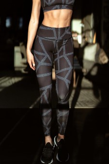 Women's Abstract Grid Printed Activewear Leggings