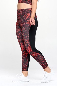 Women’s Red Garden Color Block Activewear Leggings style 2