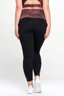 Women’s Red Garden Color Block Activewear Leggings style 3