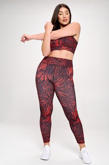 Women’s Red Garden Color Block Activewear Leggings style 4