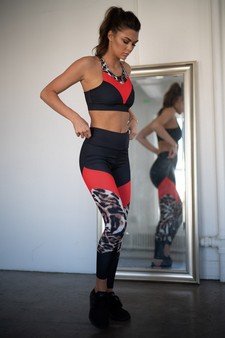 Women's Colorblock Cheetah Print Activewear Set style 2