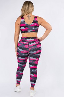 Women's Pink Camouflage Activewear Set (XL only) style 3