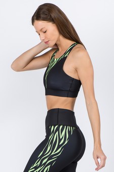 Women's Vertical Zebra Printed Activewear Sports Bra style 2