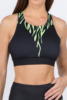 Women's Vertical Zebra Printed Activewear Sports Bra style 6