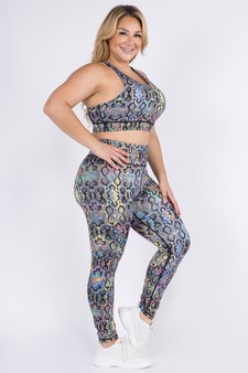 Women's Iridescent Snakeskin Print 2-Piece Activewear Set style 2