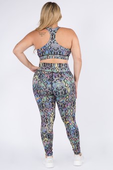 Women's Iridescent Snakeskin Print 2-Piece Activewear Set style 3