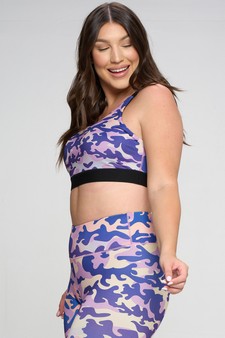 Women’s Purple Camouflage Activewear Sports Bra style 2