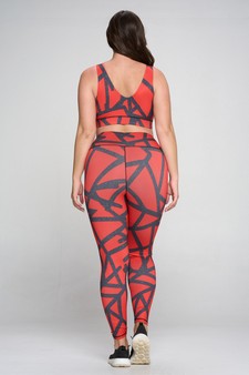 Women's Abstract Grid Printed Activewear Set style 3