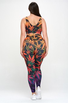 Women’s Creative Marijuana Print Activewear Set style 3