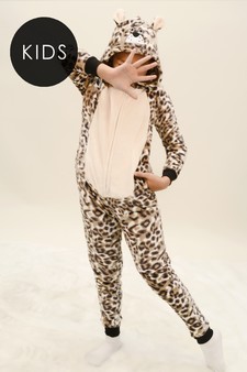 Kid's Plush Leopard Animal Onesie Pajama - (6pcs Large only)