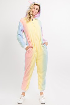 Plush Rainbow Unicorn Animal Onesie Pajama Costume - (3pcs L/XL only)