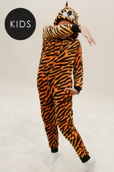 Kid's Plush Tiger Animal Onesie Pajama Costume