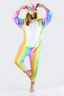 Women's Rainbow Stripe Unicorn Onesie