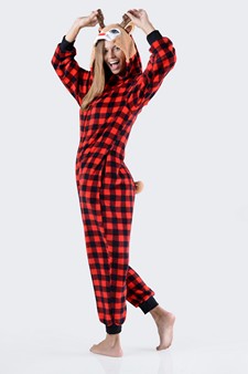 Women's Plaid Reindeer Animal Onesie (6pcs M/L only) style 3