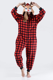 Women's Plaid Reindeer Animal Onesie (6pcs M/L only) style 5