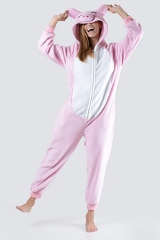 Women's Pink Piggy Animal Onesie Pajama style 2