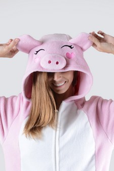 Women's Pink Piggy Animal Onesie Pajama style 6