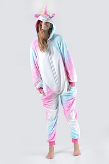 Women's Pink And Blue Star Unicorn Onesie Pajama style 3